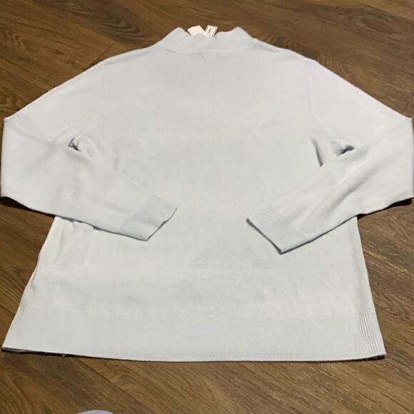 Basic editions VTG baby blue sweater Pearl like beads open knit design - Picture 8 of 9